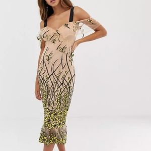 Nude Black Midi Dress